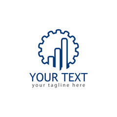 Fototapeta premium Gear line logo vector, with Growing bars graphic