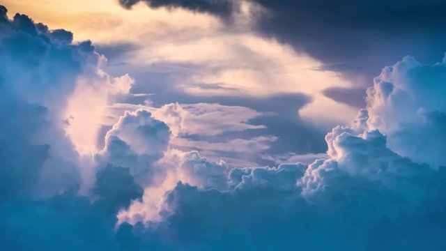 Epic Storm Tropical Clouds At Sunset. 4K UHD Timelapse.