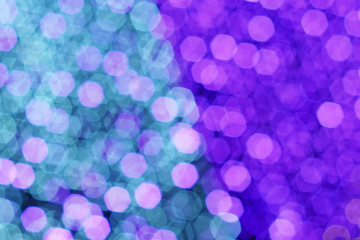 Hexagon bokeh light colour (Blue-violet) background.
