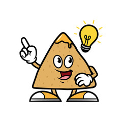 Cartoon Tortilla Chip Character With Idea