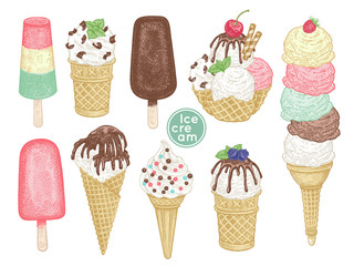 Ice cream set.