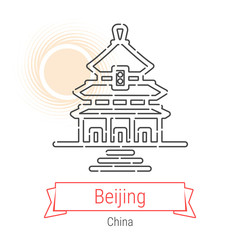 Beijing, China Vector Line Icon