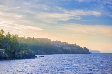 Ocean view from Neck Point park in Nanaimo at sunset, Vancouver Island