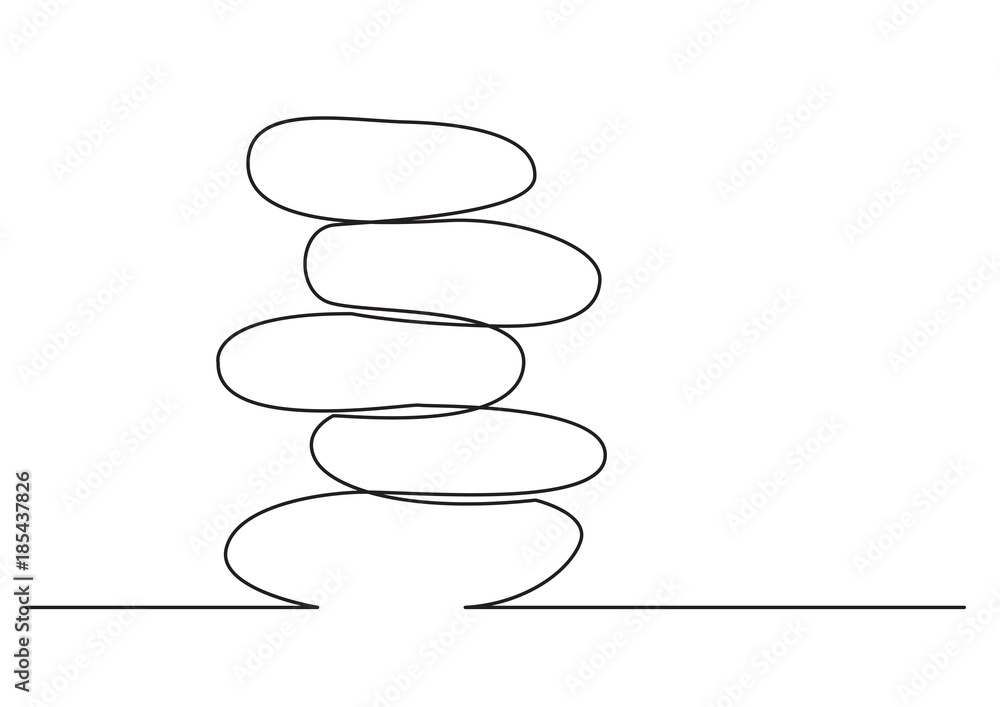 Poster one line drawing of isolated vector object - rock balancing