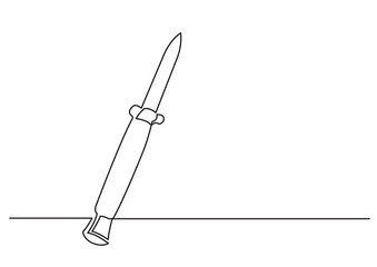 one line drawing of isolated vector object - dagger knife