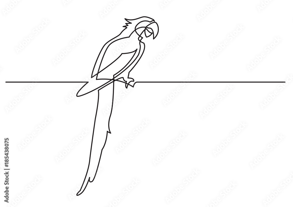 Poster continuous line drawing of isolated vector object - parrot
