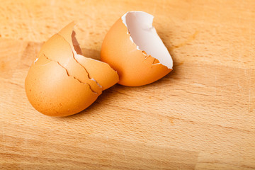 Detailed closeup of empty cracked eggshells
