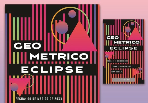 P&oacute;ster geom&eacute;trico de eclipse