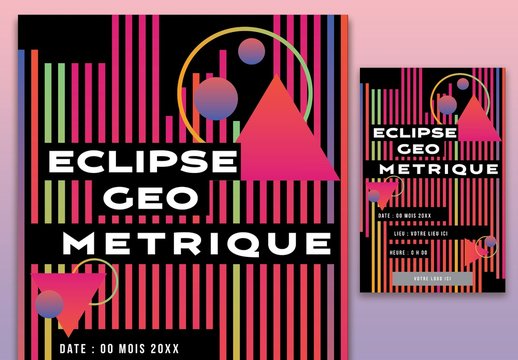 Affiche &Eacute;clipse g&eacute;om&eacute;trique