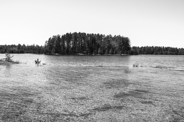 Clear Water Lake Black and White, room for copy