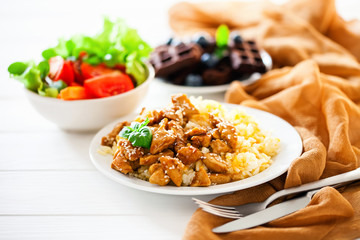 Rice and chicken of teriyaki