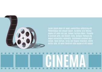 Old movie reel. Template for banner, flyer or poster. Vector illustration