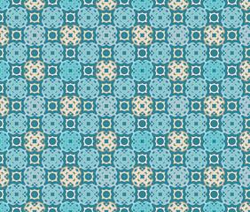 Arabesque ismalic blue seamless pattern. Vector illustration for your arabic background design