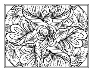 Black and white decorative ornamental coloring page