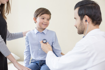 Doctor using stethoscope for listening. People with medical concept.