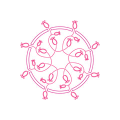 flower lineart circle ornament