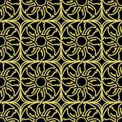 golden seamless pattern black background