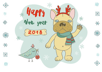 Fototapeta premium Cute bulldog in cartoon style