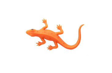 A toy orange lizard.