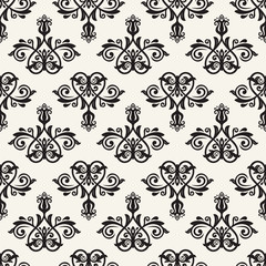 Classic seamless vector pattern. Damask orient black ornament. Classic vintage background