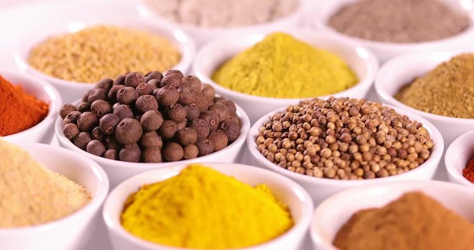 Close-up of different types of Assorted Spices 