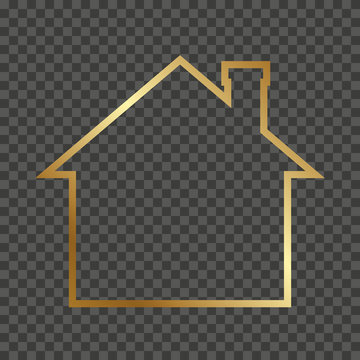 House Icon. Gold outline on transparent background.