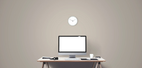 Desktop computer screen isolated. Modern creative workspace background.. Mockup Scene Creator