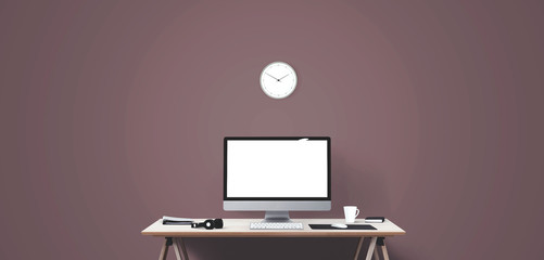 Desktop computer screen isolated. Modern creative workspace background.. Mockup Scene Creator