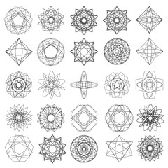 Geometric set stars and flowers for gifts and holidays pattern vector EPS10