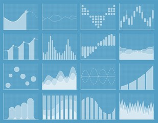 Business chart collection. Set of graphs. Analysis statistic data visualization. Infographic data presentation elements. Vector illustration