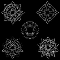 Geometric set stars and flowers for gifts and holidays pattern vector EPS10