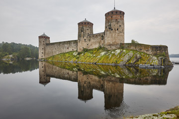 Savonlinna castle fortress at dawn. Finland landmark. Finnish heritage.