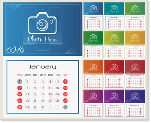 Wall Calendar for 2018 Year. Design Template with Place for Photo. Week Starts on Monday