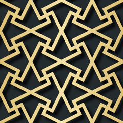 Arabic seamless pattern with 3D effect for the festive design of the brochure, website, print. Vector illustration