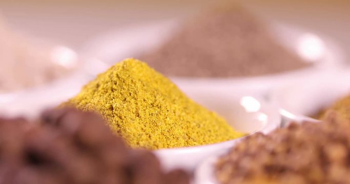 Close-up of different types of Assorted Spices 
