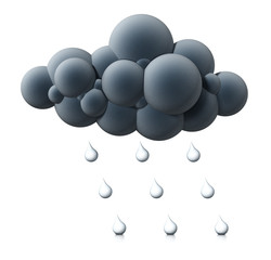 Cloud and water drop symbols isolated on white background. 3D illustration