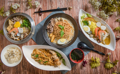 Rustic kitchen on an old wooden table.