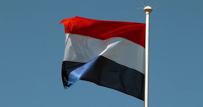 Netherlands Flag Waving in the Wind, Slow Motion 4K