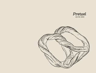 pretzel . bakery .hand draw sketch vector.