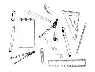 set of stationary , hand draw element sketch vector.