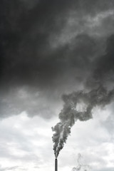 Steaming chimney of power plant
