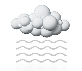 Cloud and fog symbols isolated on white background. 3D illustration