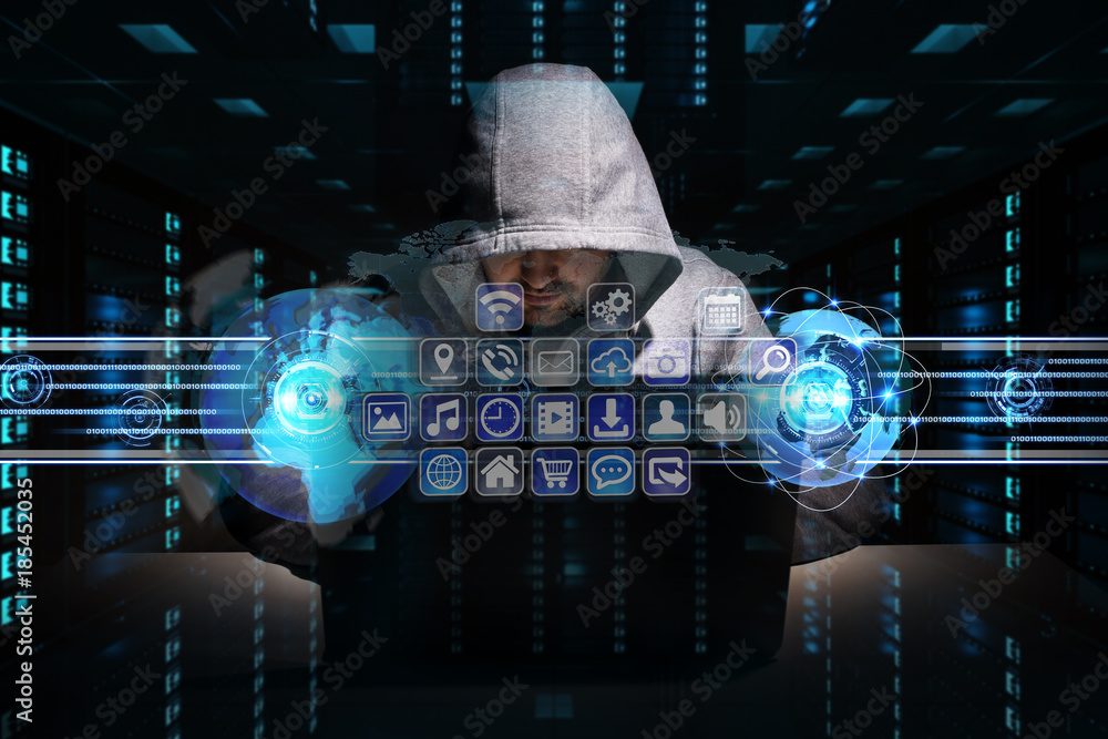 Fototapete Hacker accessing to personal data information with a computer 3D rendering