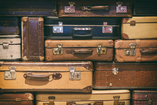 Old Suitcases Stacked