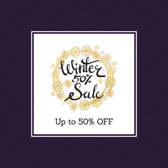Winter Sale Poster in Frame Made of Snowflakes