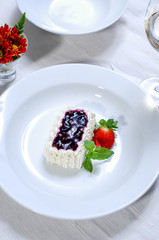 cake with cream and berries