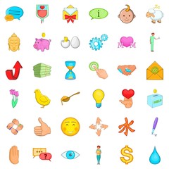 Volunteer icons set, cartoon style