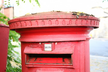 The victorian postbox red color represent the british postal style concept related idea.