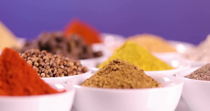 Close-up of different types of Assorted Spices 