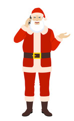 Santa Claus talking on the mobile phone and gesticulating